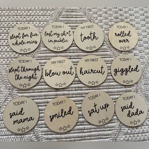 Caden Lane Milestone Wood Announcements - Funny Milestone Rounds for Infants